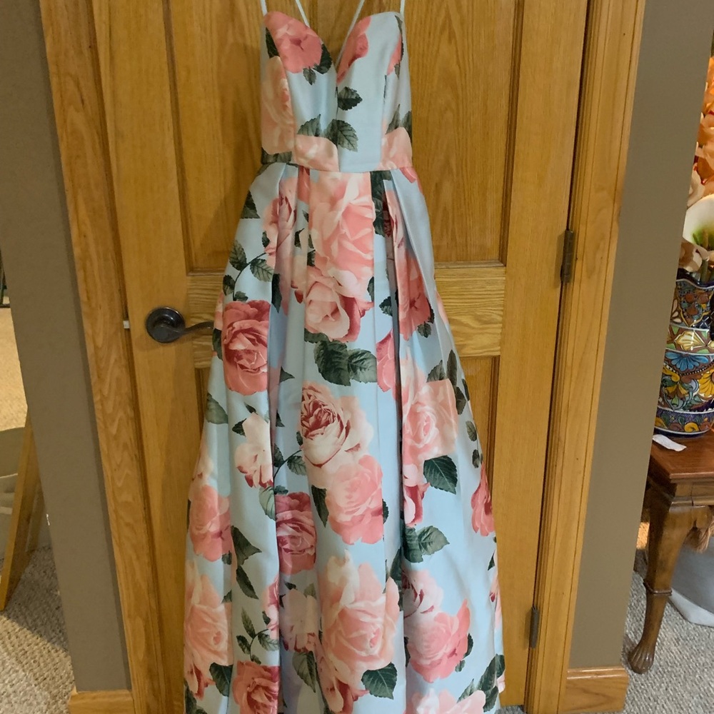 Pink and Green Spaghetti Strap Sundress for Prom